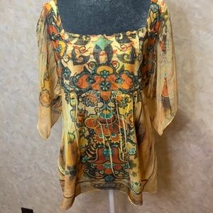 Woman’s ONE WORLD distressed floral top